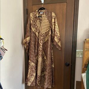 Boheme Rust & Tan Printed Boho Button-Front Dress